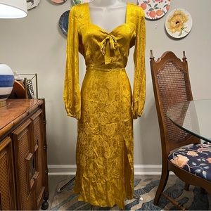 NWT - Gold Satin Midi Dress